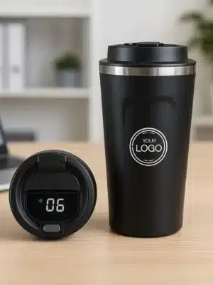 Stainless Steel Vacuum Insulated Coffee Mug with Temperature Display – Black
