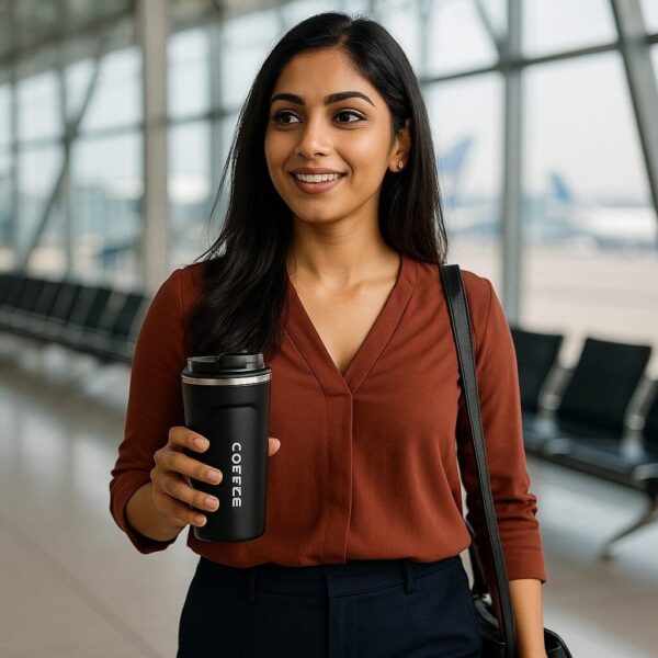 Stainless Steel Vacuum Insulated Coffee Mug with Temperature Display – Black