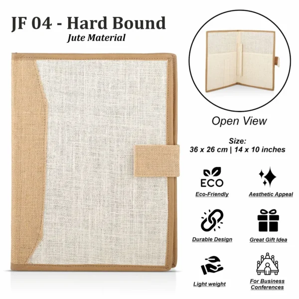 Eco-Friendly Hard-Bound Jute Folder – Customizable with Logo