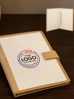 Elegant Hard-Bound Jute Folder – Customizable with Logo