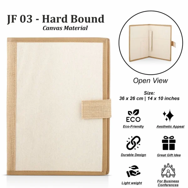 Elegant Hard-Bound Jute Folder – Customizable with Logo