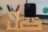 Wooden Desk Organizer with Clock and Calendar